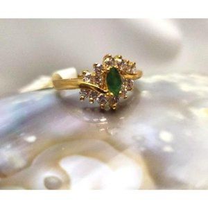 Women's Genuine emerald CZ accent 14kt gold plated ring